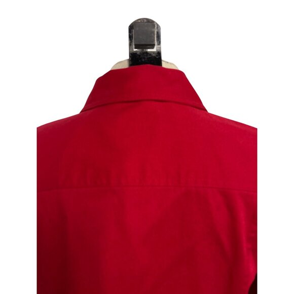 Chaps Red Denim Jacket Womens PM Gold Button Details Cotton Made In Indonesia - Picture 9 of 13